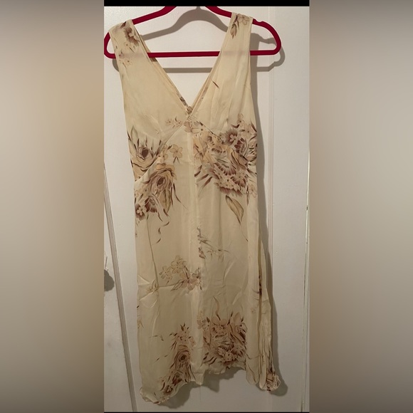 Size large shirt sleeve cream & brown print summer dress by C.C.Outlaw - Picture 2 of 2